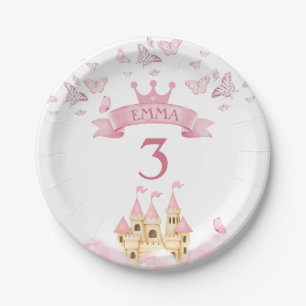 Castle of Dreams Pink Princess Butterfly Paper Plate