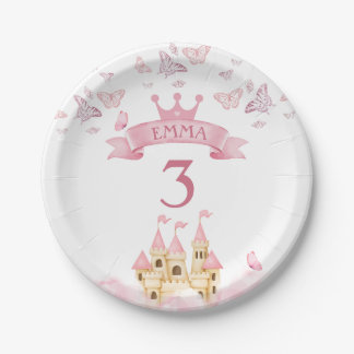 Castle of Dreams Pink Princess Butterfly Paper Plate