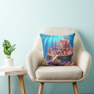 Castle of the Underwater Realm Throw Pillow