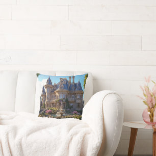 Castle of Victorian Splendour Throw Pillow