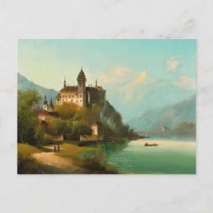 Castle on Mountain Lake   Johann Wilhelm Jankowsky Postcard