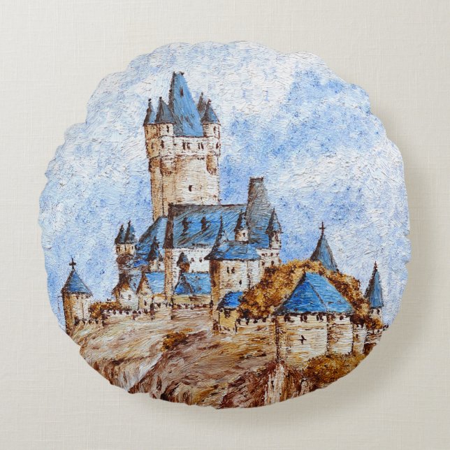 Castle on the River Rhine Round Pillow (Front)