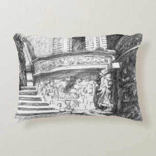 Castle pencilart Monochrome Accent Pillow