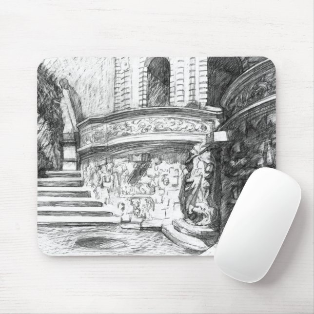 Castle pencilart  Monochrome Black & White Mouse Pad (With Mouse)