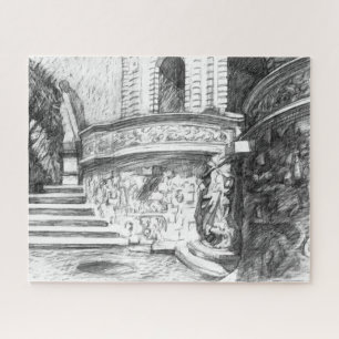 Castle pencilart Monochrome Jigsaw Puzzle