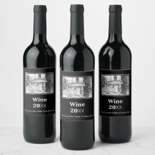Castle pencilart  Monochrome Wine Label