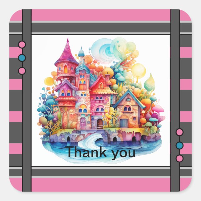 Castle Pink Dreamworld Square Sticker (Front)