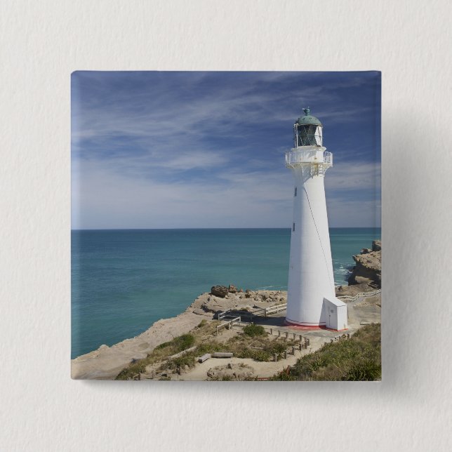 Castle Point Lighthouse, Castlepoint, Wairarapa, 2 Inch Square Button (Front)