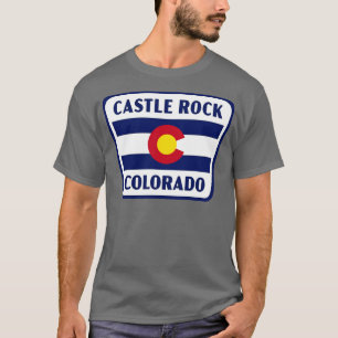 Castle Rock Colorado Retro Flag Badge White T-Shirt