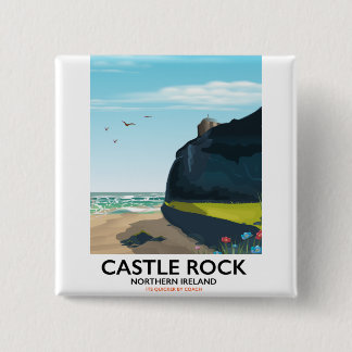 castle rock northern ireland travel poster. 2 inch square button