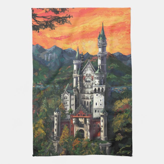 Castle Schloss Neuschwanstein Kitchen Towel (Vertical)