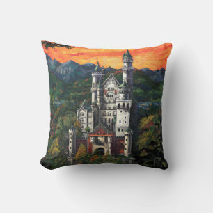 Castle Schloss Neuschwanstein Throw Pillow