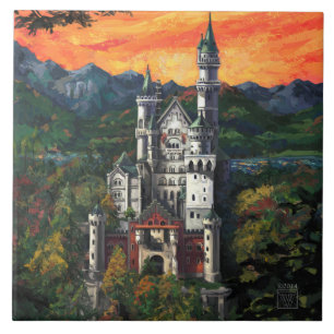 Castle Schloss Neuschwanstein Tile