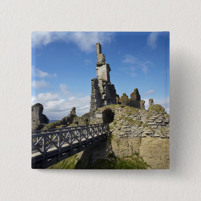 Castle Sinclair Girnigoe, Wick, Caithness, 2 Inch Square Button (Front)
