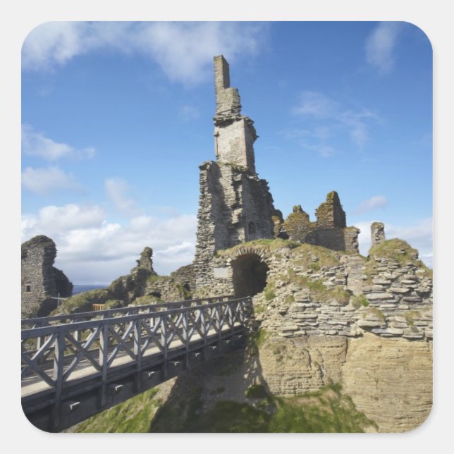 Castle Sinclair Girnigoe, Wick, Caithness, Square Sticker (Front)