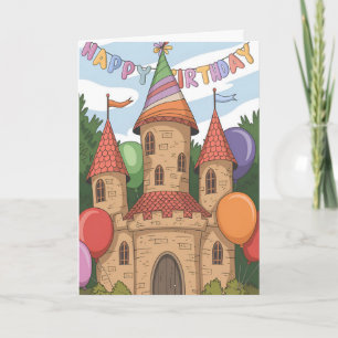 Castle wearing birthday hat card