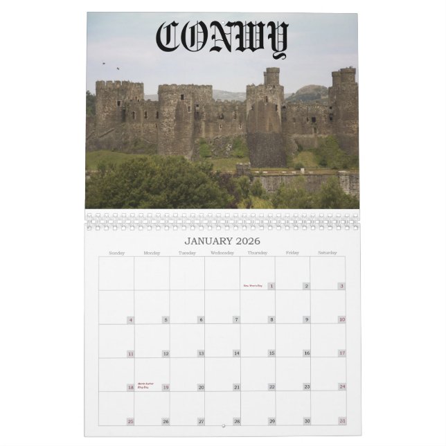 Castles of Wales. Calendar (Jan 2026)