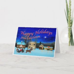 Castleton Vermont on a winter night Holiday Card