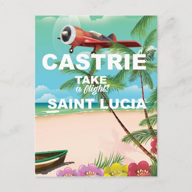 Castrie Saint Lucia vintage travel poster Postcard (Front)