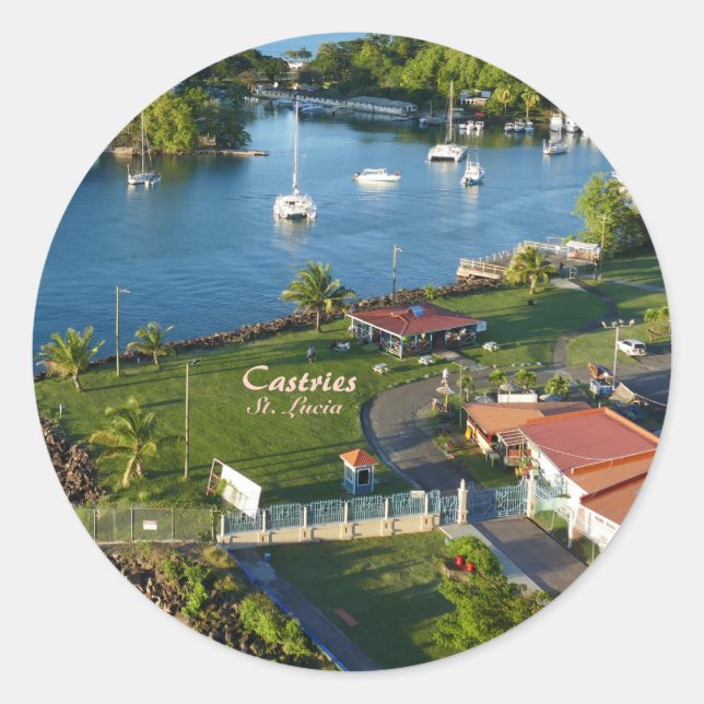 Castries Saint Lucia Caribbean Island Classic Round Sticker (Front)