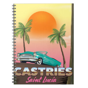 Castries Saint Lucia exotic tropical travel poster Notebook