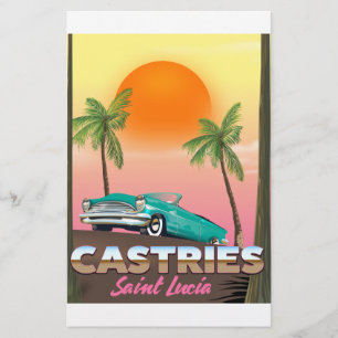 Castries Saint Lucia exotic tropical travel poster Stationery