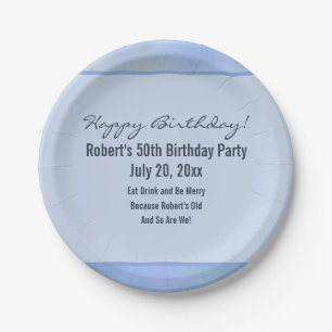 Casual Abstract Blue Yellow Pattern Event Details Paper Plate
