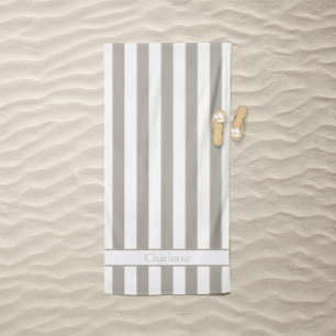 Casual Beach Stripe in Jetty Taupe Towel