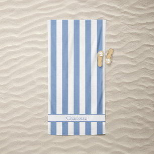 Casual Beach Stripe in Sea Blue Towel