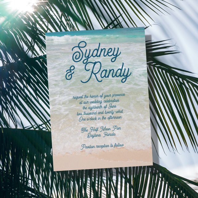 Casual Beach Wedding First Names Invitation  (Creator Uploaded)