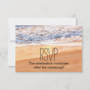 Casual Beach Wedding Gold Waves RSVP Invitation