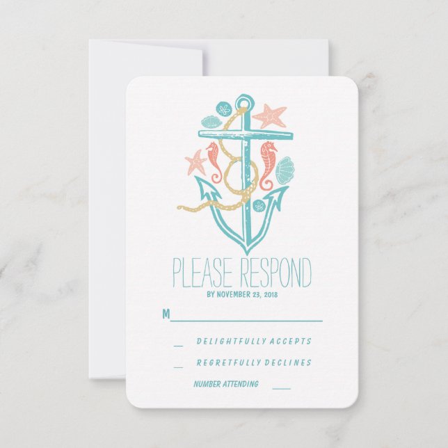 Casual beach wedding RSVP Card (Front)