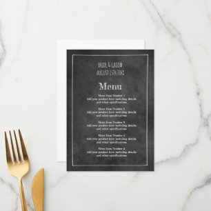 Casual black chalkboard wedding menu template