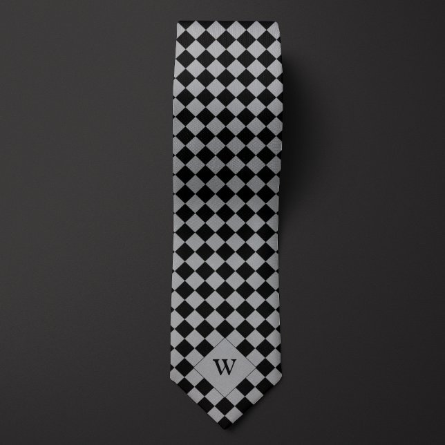 Casual Black Chequered Monogram Tie (Creator Uploaded)