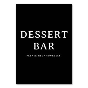 Casual Black Minimalist Dessert Bar Sign Table Number