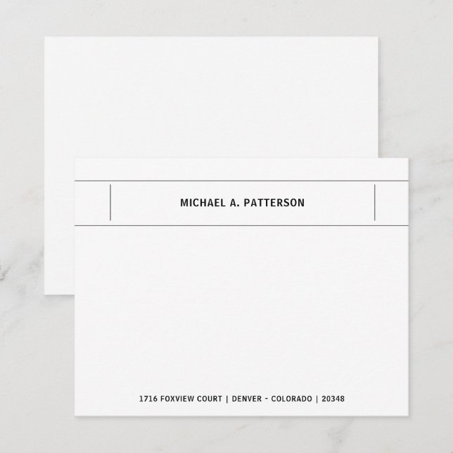 Casual Black Personalized Name Address Border Card (Front/Back)