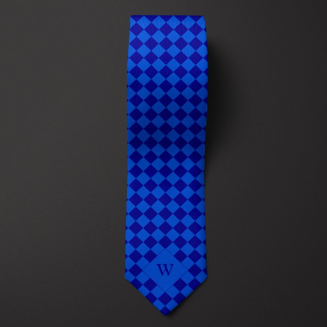 Casual Blue Chequered Monogram Tie (Creator Uploaded)