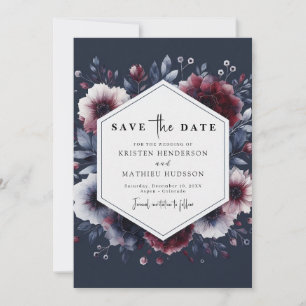 Casual Bohemian Burgundy Wedding Save The Date