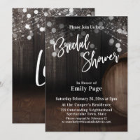 Casual Bridal Shower Typography Barrel & Lights
