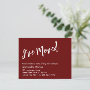 Casual Burgundy I've Moved Announcement