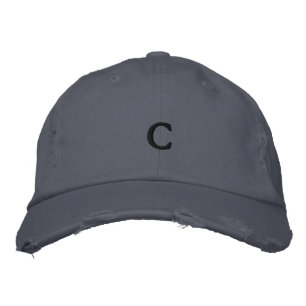 Casual C Classic Initial Outdoor Style Distressed Embroidered Hat