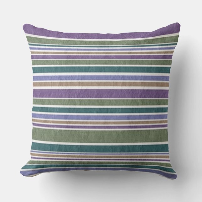 "CASUAL CABANA STRIPE" Fun Trending Colourful Throw Pillow (Front)