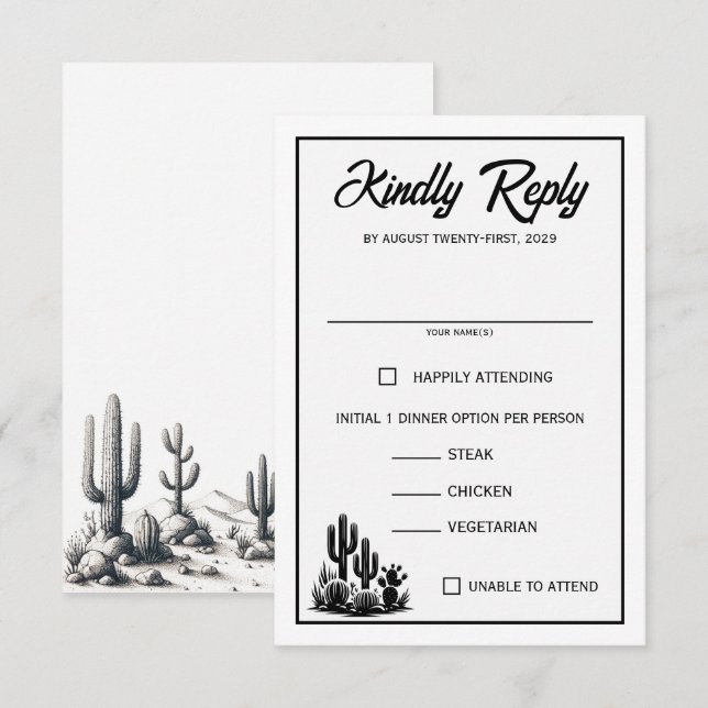 Casual Cactus Food Choices RSVP Card (Front/Back)