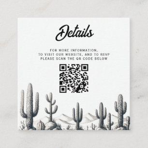 Casual Cactus Wedding QR Code Enclosure Card