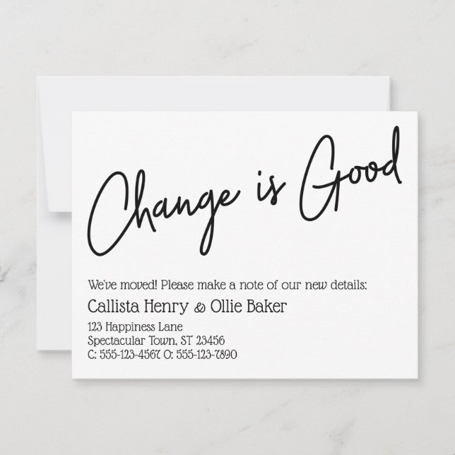 Casual Change is Good New Address Announcement (Front)