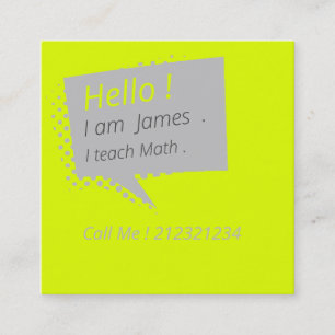 Casual&chatty -fluorescent yellow square business card
