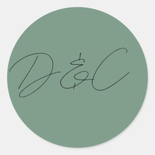 Casual Chic Handwriting Style Wedding Classic Round Sticker