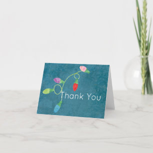 Casual, Christmas Lights Theme Wedding Thank You Card