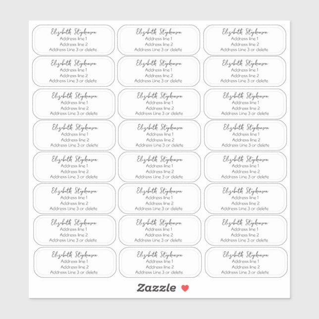 Casual Clear Three Line Return Address Transparent (Sheet)