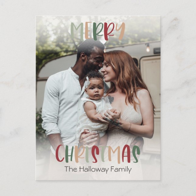 Casual Colourful Christmas Bright Full Photo Holiday Postcard (Front)